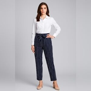 a'gaci Women's Navy and White Striped Trousers